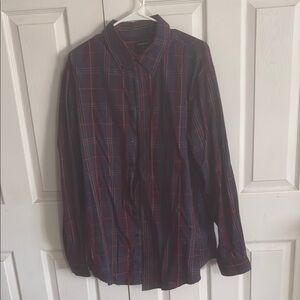 Croft & Barrow Men's Navy and Red Plaid Shirt